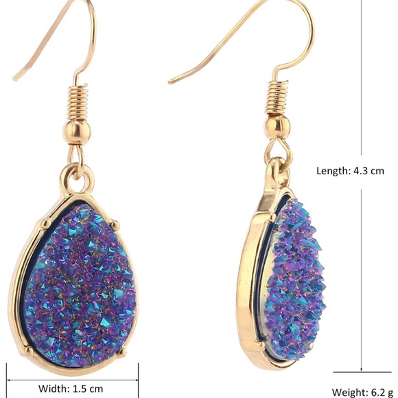 🔴 $8 CLEARANCE Druzy Stone Drop Dangle Earrings - Picture 2 of 6